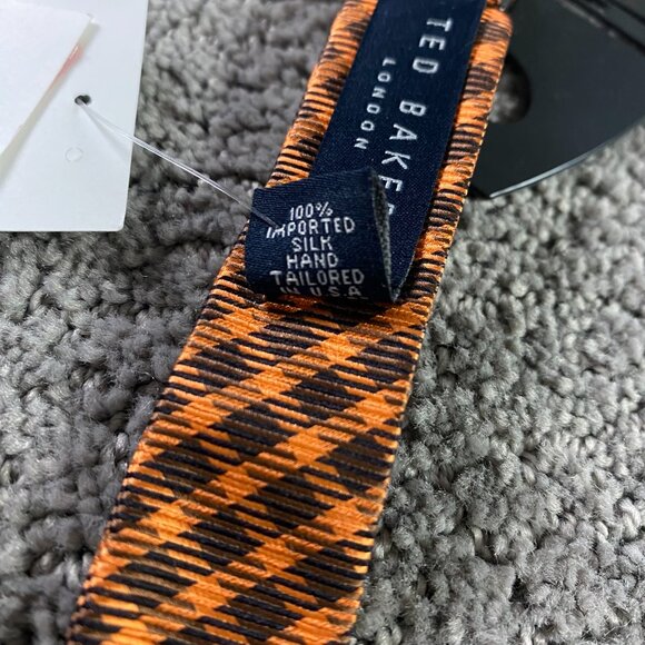 NWT Ted Baker London Bow Tie Adjustable Orange Silk - Picture 7 of 11